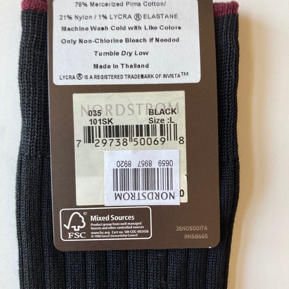 NWT Mens Nordstrom Black Dress Socks Pima Cotton Calf Length Size L 10.5  -12.5 - Picture 8 of 8